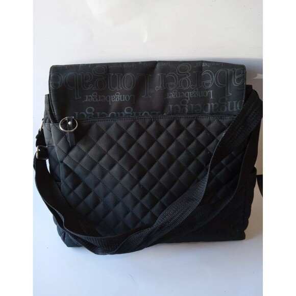 1990s-2000s Longaberger Black Logo Quilted Laptop Messenger Bag Adj Strap EUC - Picture 14 of 16